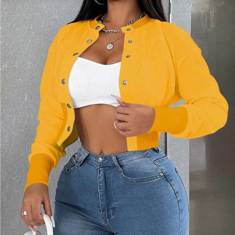 Yellow Cropped Jacket